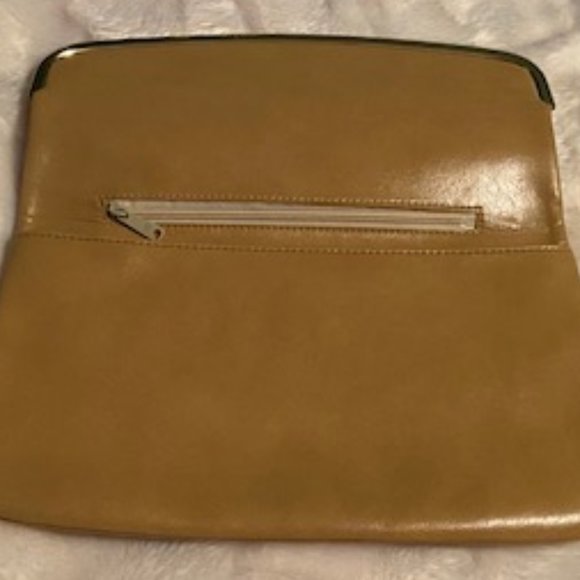 Gold-Toned Envelope Clutch Purse Faux Leather - Picture 9 of 10